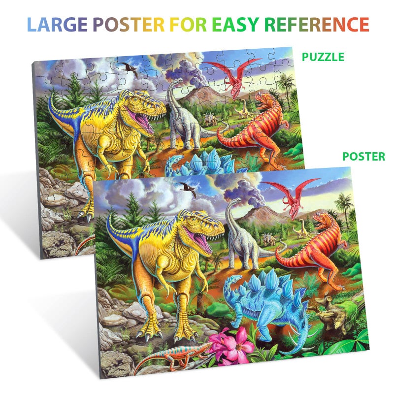 OSBOO Puzzles for Kids Ages 4-8  6-8  8-10  Kids Puzzles 100 Piece Big Dinosaur Floor Jigsaw Puzzle for Kids Children Educational Puzzles Toys for Young Boys and Girls - Image 2